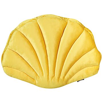 Seashell Scatter Cushion Yellow Velvet Scallop Shape Throw Pillow Decoration Marine Theme Textiles Beliani