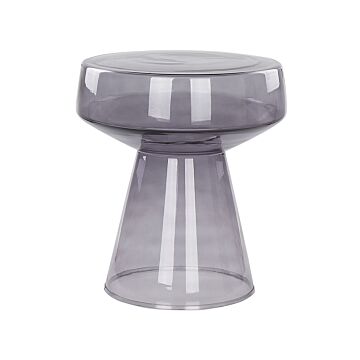 Side End Table Transparent Grey Glass 37 X 37 X 43 Cm Coffee Console Oval Designer Shape Living Room Modern Beliani