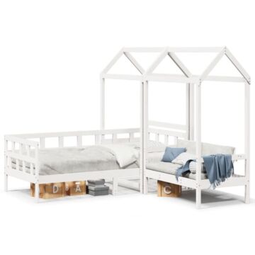 Vidaxl Day Bed Set With Roof White 90x200 Cm Solid Wood Pine