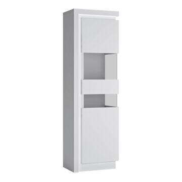 Lyon Tall Narrow Display Cabinet (rhd) (including Led Lighting) In White And High Gloss