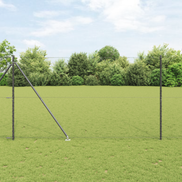 Vidaxl Hexagon Fence Grey 1.5x50 M Steel, Vidaxl Fence Posts With Spike 13 Pcs Ø32 Mm 170 Cm Galvanised Steel