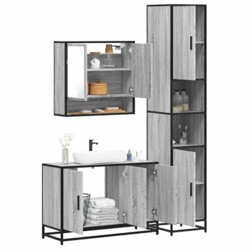 Vidaxl 4 Piece Bathroom Furniture Set Grey Sonoma Engineered Wood