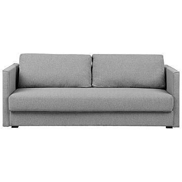 Sofa Bed Grey Fabric 3 Seater Storage Compartment Removable Cushions Modern Beliani