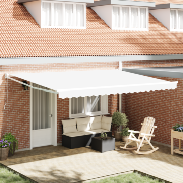Vidaxl Manual Retractable Awning White 450x300 Cm, Vidaxl Awning Replacement Fabric For 4,5x3 M Frame White