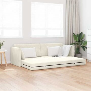 Vidaxl Floor Sofa Bed 2-in-1 Cream 213x144x60 Cm Velvet