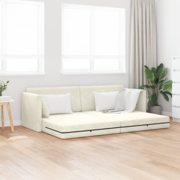 Vidaxl Floor Sofa Bed 2-in-1 Cream 213x144x60 Cm Velvet