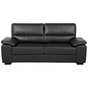 Sofa Black 3 Seater Faux Leather Living Room Beliani