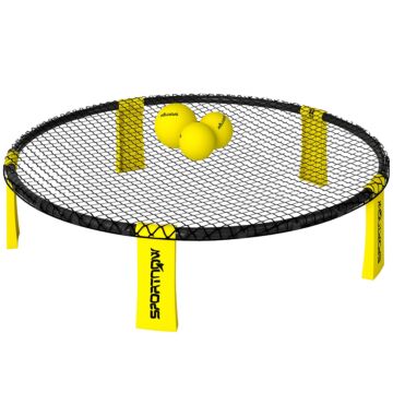 Sportnow Spike Ball Set, Mini Beach Games Set With Net, 3 Balls And Ball Pump, Portable With Carrying Bag For Outdoor Team Sports, Yellow