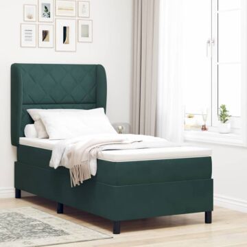 Vidaxl Box Spring Bed With Mattress Dark Green 100x200 Cm Velvet