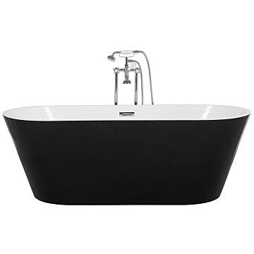 Freestanding Bath Black With White Sanitary Acrylic Single 170 X 70 Cm Oval Modern Style Beliani