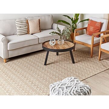 Area Rug Beige Jute 160 X 230 Cm Rectangular With Geometric Pattern Flat Weave Boho Style Bedroom Living Room Beliani