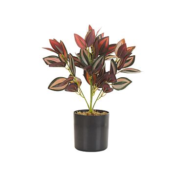 Artificial Potted Plant Green And Red Synthetic Material Black Pot 35 Cm Fake Tradescantia Decorative Indoor Accessory Beliani