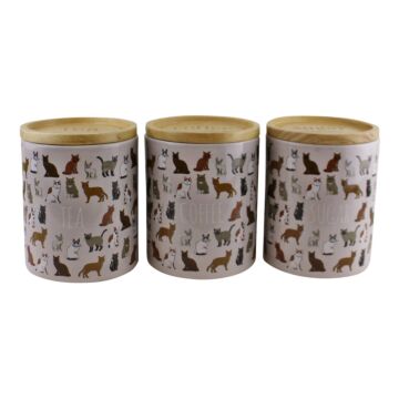 Ceramic Cat Design Tea, Coffee & Sugar Canisters