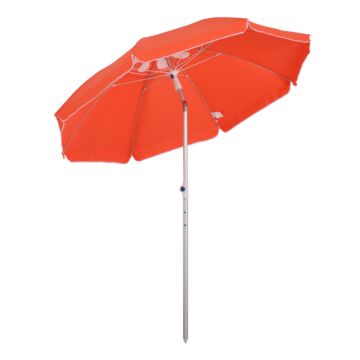 Outsunny Arc. 1.9m Beach Umbrella With Pointed Design Adjustable Tilt Carry Bag For Outdoor Patio Orange