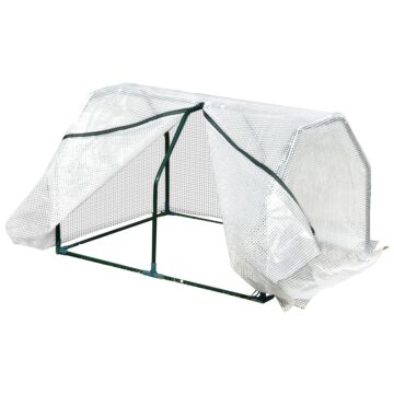 Outsunny Mini Greenhouse Portable Garden Greenhouse Metal Frame Grow House With Pvc Cover, Middle Zip Fastening, 99 X 71 X 60 Cm, White