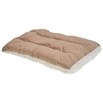 Pet Bed Beige Velvet Polyester 60 X 45 Cm Rectangular Soft Cushion For Dogs Animals Beliani