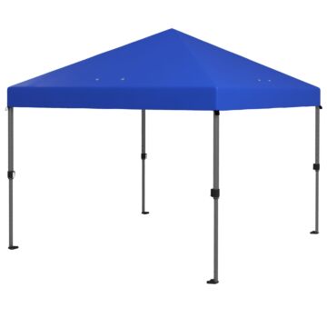 Outsunny 3 X 3(m) Pop Up Gazebo, 1 Person Easy Up Marquee Party Tent With 1-button Push, Adjustable Straight Legs, Wheeled Bag, Stakes, Ropes, Sandbags, Instant Shelter, Blue
