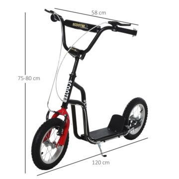 Homcom Kids Steel Height Adjustable Kick Scooter Black/red