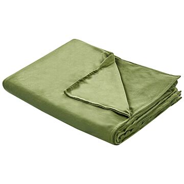 Weighted Blanket Cover Dark Green Polyester Fabric 150 X 200 Cm Solid Pattern Modern Design Bedroom Textile Beliani