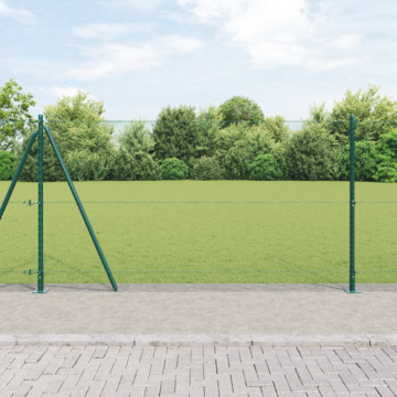 Vidaxl Hexagon Fence Green 1.2x50 M Steel, Vidaxl Fence Posts With Base Plates 13 Pcs Ø32mm 68.5cm Galvanised Steel