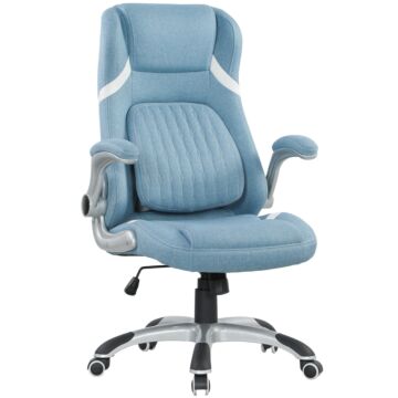 Vinsetto Linen-look Office Chair, With Adjustable Height And Tension - Blue