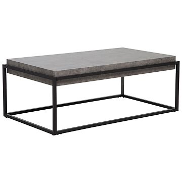 Coffee Table Grey Concrete Effect Top Black Metal Frame 115 X 64 Cm Rectangular Industrial Living Room Beliani