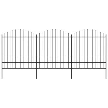 Vidaxl Garden Fence With Spear Top Steel (1.75-2)x5.1 M Black