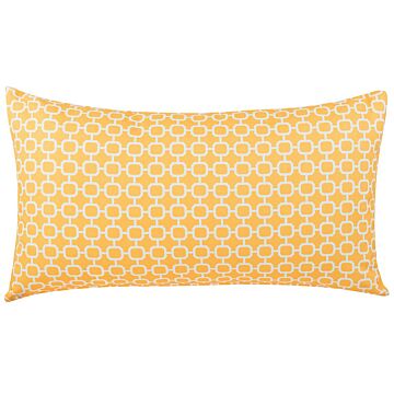 Patio Cushion Yellow Pattern Fabric 40 X 70 Cm Water Resistant Removable Cover Beliani