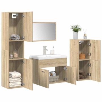 Vidaxl 5 Piece Bathroom Furniture Set Sonoma Oak Engineered Wood