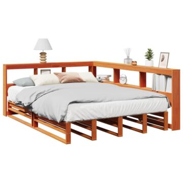 Vidaxl Bookcase Bed Without Mattress Wax Brown 150x200cm Solid Wood Pine