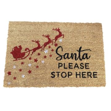 Santa Stop Here Doormat Sleigh