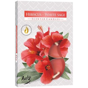 Set Of 6 Scented Tealights - Hibiscus & White Sage