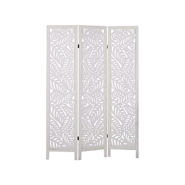 Room Divider White Paulownia Wood Mdf 3 Panels Folding Decorative Screen Partition