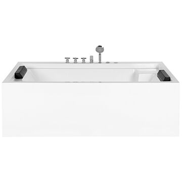 Whirlpool Bath White With Silver Sanitary Acrylic For Two 180 X 110 Cm Freestanding Modern Beliani