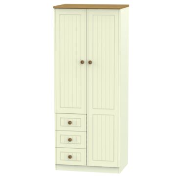 Warwick Double Combi Wardrobe In Cream Ash & Modern Oak