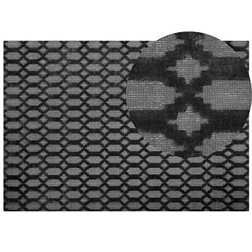 Rug Grey Viscose 160 X 230 Cm Geometric Pattern Hand Woven Flatweave Beliani