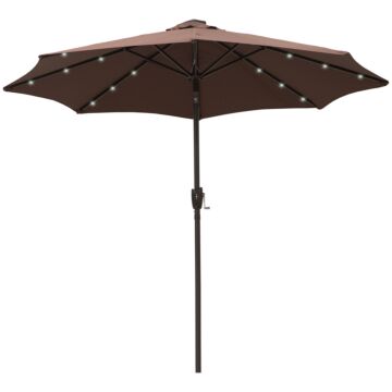 Outsunny Umbrella Parasol 24 Solar Led-brown/coffee