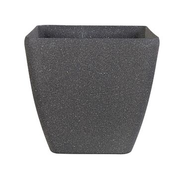 Plant Pot Planter Solid Dark Grey Stone Mixture Polyresin Square 49 X 49 Cm Uv Resistant Beliani