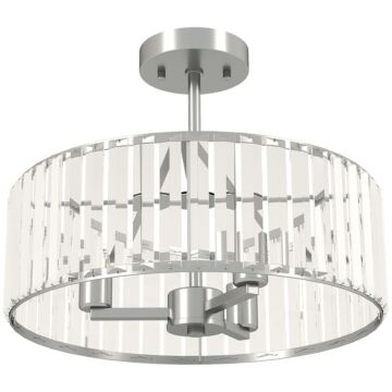 Homcom Crystal Ceiling Light Fixture, Semi Flush Mount Modern Crystal Chandelier Ceiling Light For Living Room, Bedroom, Hallway, Dining Room, E14 Base 3-lights, Silver Tone