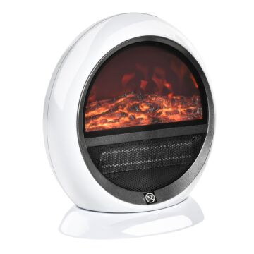 Homcom Free Standing Electric Fireplace Heater With Realistic Flame Effect, Rotatable Head, Overheating Protection, 1500w, White