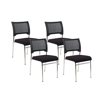 Set Of 4 Chairs Black Armless Leg Caps Iron Legs Stackable Conference Chairs Contemporary Modern Scandinavian Design Dining Room Seating Beliani