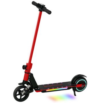 Sportnow Folding Electric Scooter For Kids Age 6-14 With Dual Brakes, Front Suspension, Led Colourful Lights And Display, 6.8kg Lightweight Aluminium E Scooter, Up To 14 Km/h & 6 Km, Red