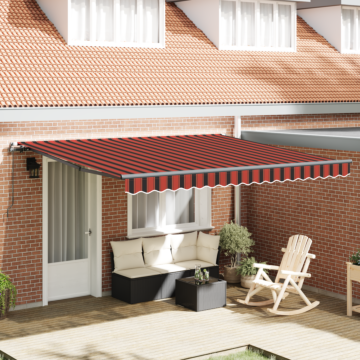 Vidaxl Manual Retractable Awning Orange And Brown 400x300 Cm