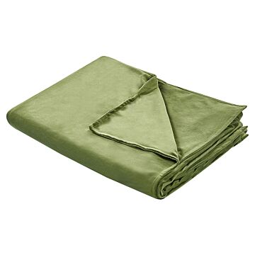 Weighted Blanket Cover Dark Green Polyester Fabric 135 X 200 Cm Solid Pattern Modern Design Bedroom Textile Beliani