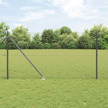 Vidaxl Welded Wire Fence With 13 Spike Posts Grey 1.2x50 M Steel