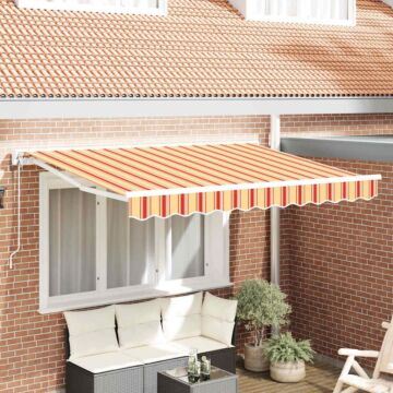Vidaxl Retractable Awning Manual Yellow / Orange / White White 250x200 Cm