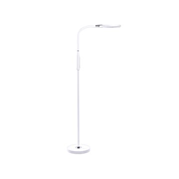 Floor Led Lamp White Synthetic Material 148 Cm Height Slider Dimming Modern Lighting Home Office Beliani