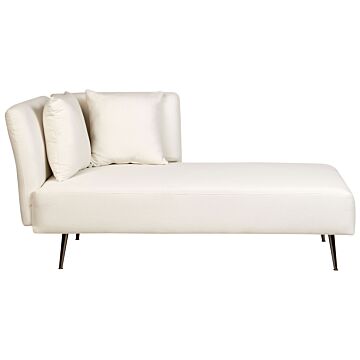 Chaise Lounge White Left Hand Polyester Fabric Upholstery With Decorative Cushions Metal Legs Modern Design Living Room Beliani