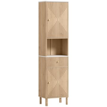 Homcom Multi-storage Slimline Bathroom Cabinet - Wood-effect
