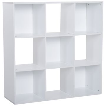 Homcom 3-tier 9 Cubes Storage Unit Particle Board Cabinet Bookcase Organiser Home Office Shelves White